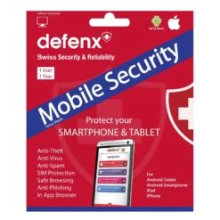 DefenX 1USR1YRMS, Mobile Security, Android + IOS, 1 User, 1 Year