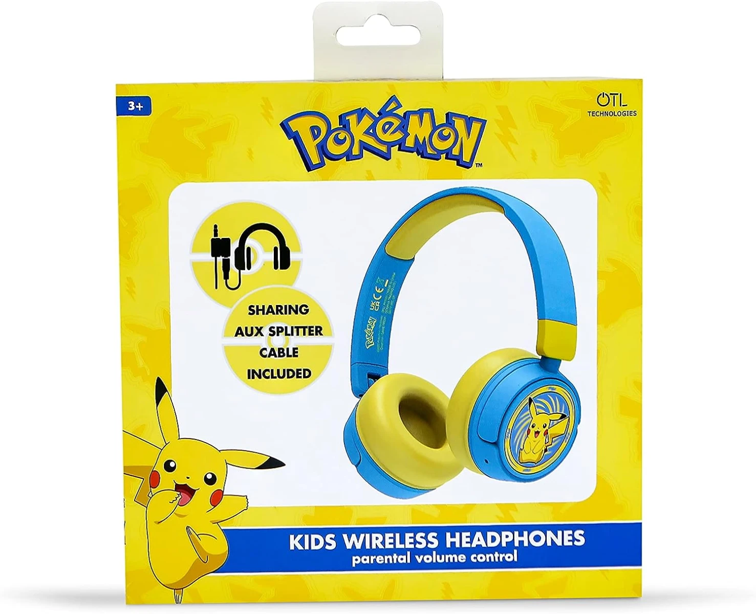 OTL PK0980, Pokemon Kids Wireless Headphones, Blue/Yellow - Image 4