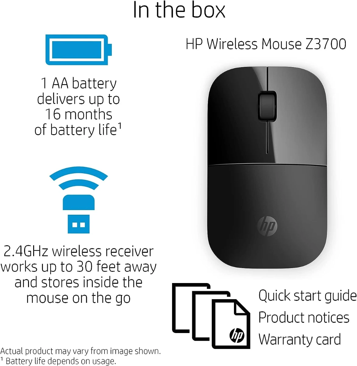 HP Z3700 V0L79AA, Wireless Mouse, Black - Image 2