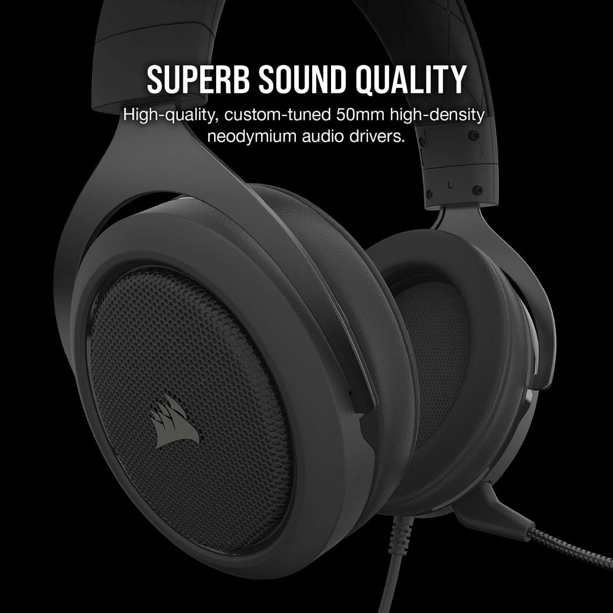 Corsair HS55 106CA9011260EU, Stereo Wired Gaming Headset, Carbon Black - Image 2