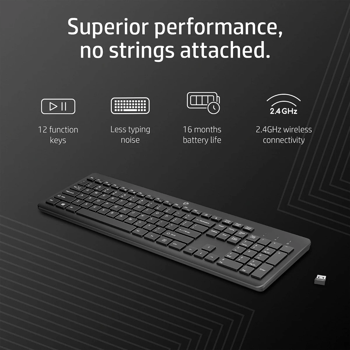 HP 230 3L1E7AA, Wireless Keyboard, Black - Image 2