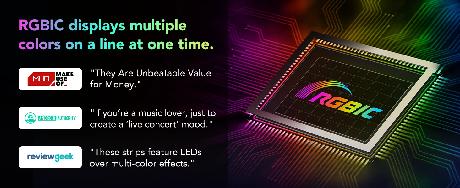 Govee H618A2D1OFUK, RGBIC WiFi Bluetooth LED Strip Lights (5M) - Image 9