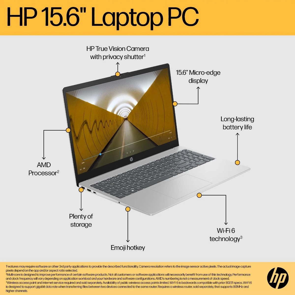 HP 15FC0019NA, 15.6", Ryzen 5-7520U, 8GB/256GB, Laptop, Gold & Silver (8D0E2EA) - Image 7