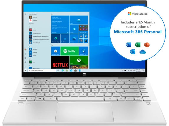 HP Pavilion X360 14-dy0002na , 14", 4GB/128GB SSD, X360 2-in-1 Convertible Touchscreen Laptop W/ Microsoft Office, Silver