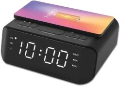 Groov-e GVWC06BK, Atlas Alarm Clock Radio W/ USB & Wireless Charging