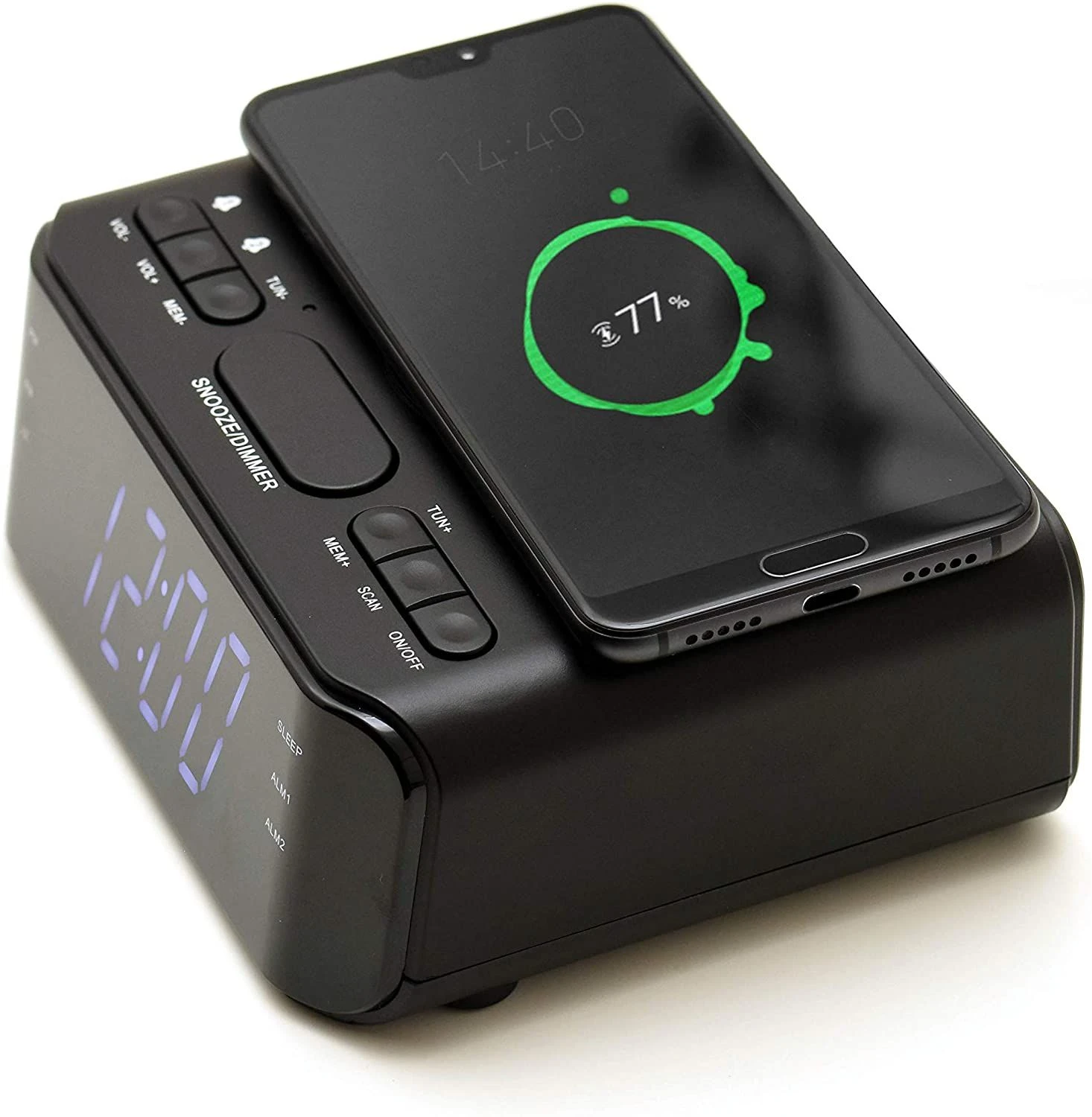 Groov-e GVWC06BK, Atlas Alarm Clock Radio W/ USB & Wireless Charging - Image 3