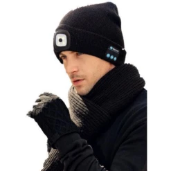 Homesound 5098988810051, LED Rechargeable Bluetooth Beanie W/ Built-In Flashlight, Black