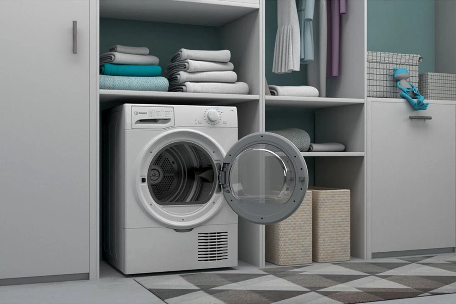 Indesit I2D81WUK, 8KG, Condenser Tumble Dryer, White - Image 5