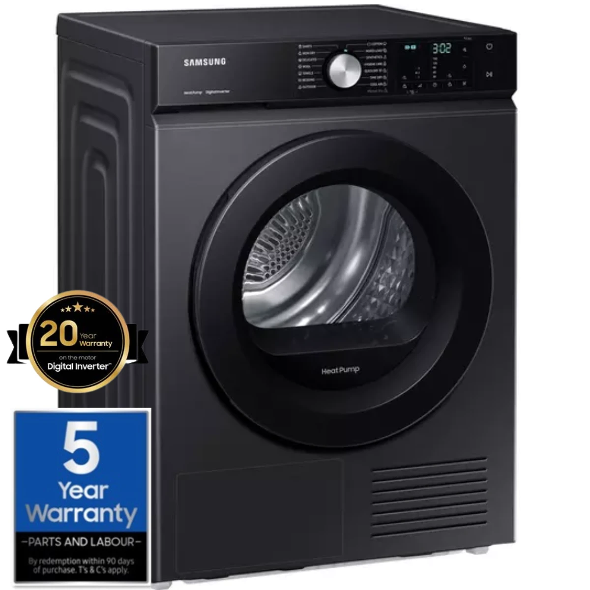 Samsung Series 5 DV90BBA245ABEU, 9KG, Wi-Fi Enabled, Heat Pump Tumble Dryer, Black