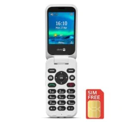 Dora 6820 8196, Flip Phone W/ Large Buttons & Loud Sound, Black/White