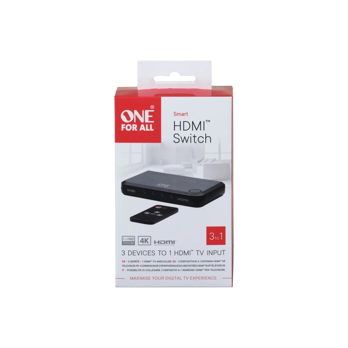 One For All SV1632, Smart HDMI Switch - 3 Devices To 1 HDMI Port - Image 2
