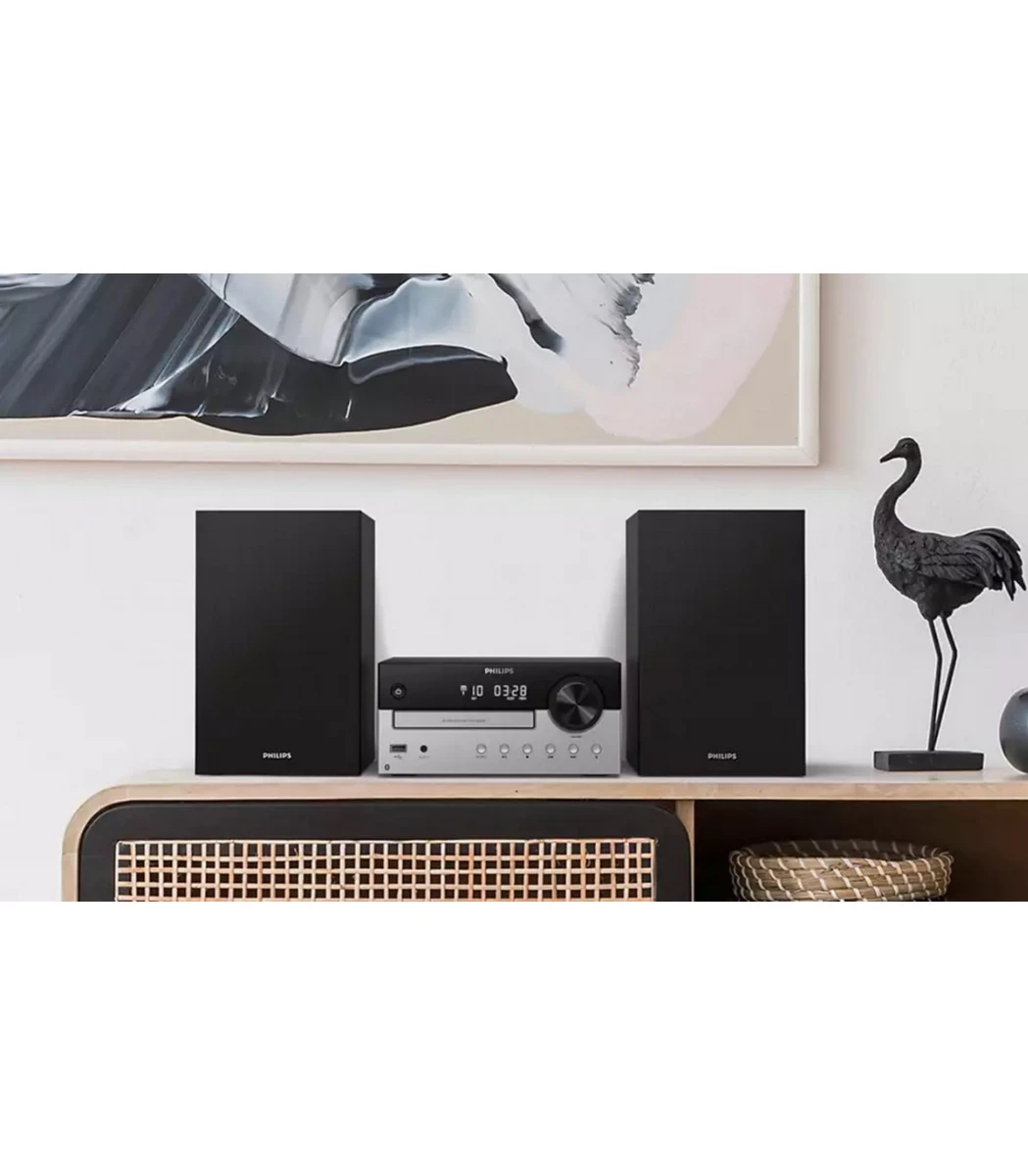 Philips TAM420512, Bluetooth Micro Hi-Fi Music System W/ Speakers, Silver - Image 3