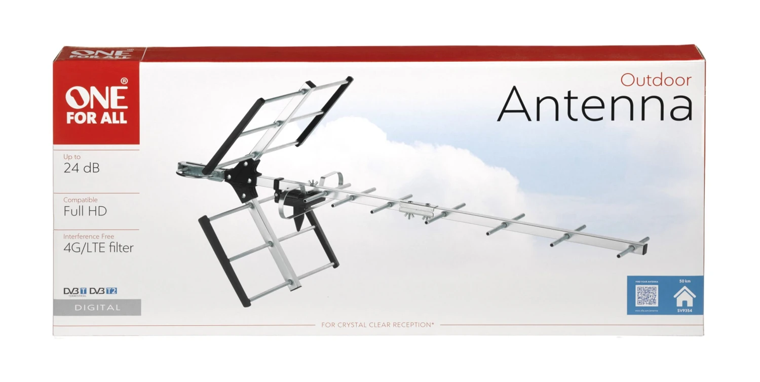One For All SV9354, Up To 50km, 12dB, Full HD, 10m Coaxial Cable, Outdoor Antenna