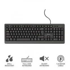 Trust T23893, Durable Classic Keyboard W/ Spill Resistance, Black