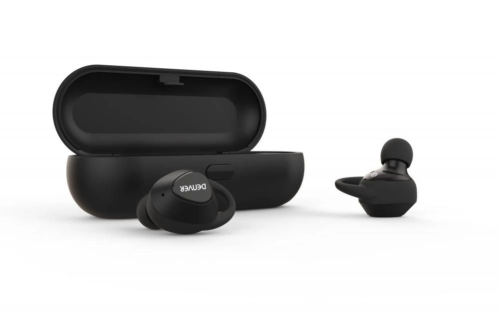 DENVER TWE52, Truly Wireless Bluetooth Earbuds W/ Charging Case, Black