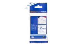 Brother TZEFA3, Navy Blue On White Fabric Iron-on Tape For P-touch